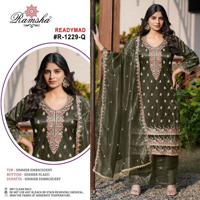 R 1229 Nx By Ramsha Simmer Embroidery Pakistani Readymade Suits Online Wholesale